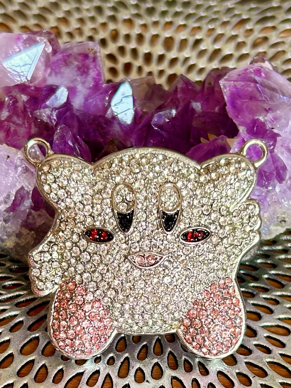RHINESTONE ICE BLING MARIO KIRBY PENDANT/CHARM